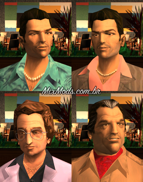 gta vc vice city mod hd tommy player characters cutscene gameplay face head remaster