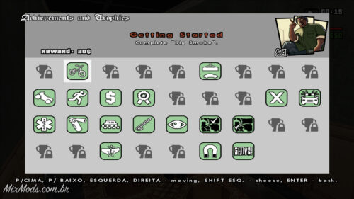 gta sa mod achievements trophies system conquistas mod cleo classic 2